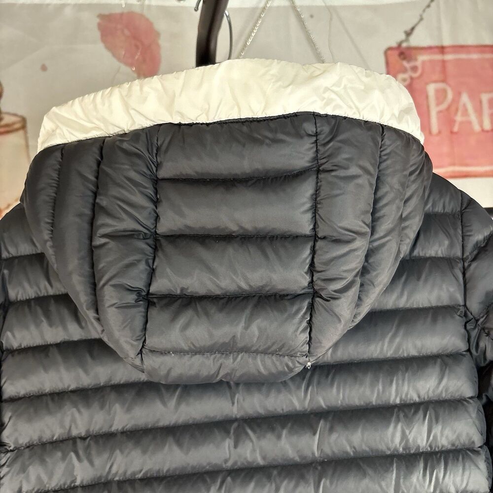Kate Spade New York Quilted Puffer Jacket Ivory Black Trim Pearl Buttons XSMALL - Picture 12 of 14